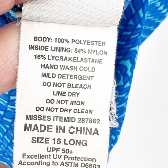 ✅ L.L. BEAN PLUS SIZE BLUE ONE PIECE SWIMSUIT SIZE 16 LONG - Picture 5 of 5